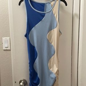 Blue color block dress